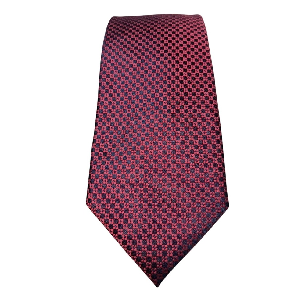 Isaac Mizrahi New York Tie Mens Red Black Geometric Design Necktie 60"‎